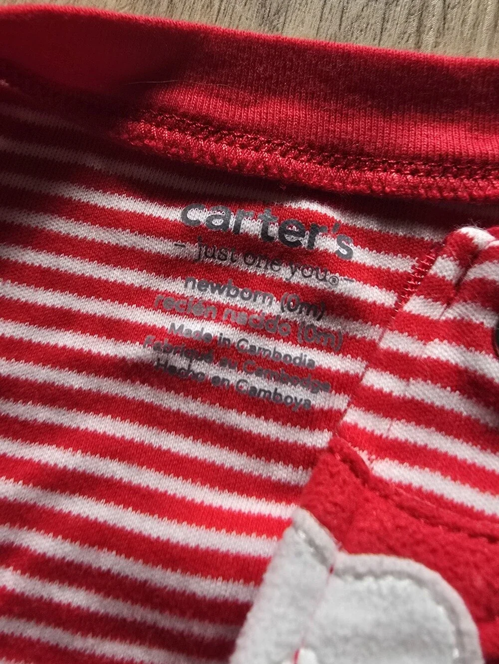 Carter's Red & White Striped Santa Onesie with Hat Newborn